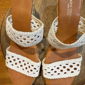 Andre Assous White Wedge Slides